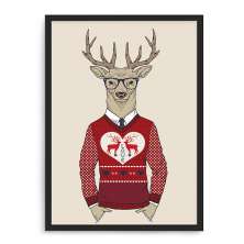Quadro Decorativo 33x43cm Nerderia e Lojaria veado hipster preto