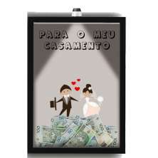 Quadro Decorativo Cofrinho Casamento  Nerderia - Iluminação Led