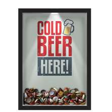 Quadro Led Porta Tampinhas Nerderia Led Cerveja Cold Beer Here