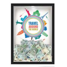 Quadro mapa  33x43 cm NERDERIA E LOJARIA viagens around the world preto