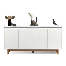 Aparador Buffet Flow 4 Portas Pés Pinus Madeira Maciça Balcão Prateleira Interna Organizador Sala Cozinha Branco - Lojas RPM