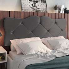 Cabeceira Estofada Suede Para Cama Box Casal 1,40 Realeza - Cinza - Lojas RPM 