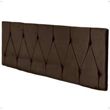Cabeceira Parede Capitonê Estofado Suede Cama Box Queen 1,60 Quarto Casal Decoração Retrô - Marrom - RPM