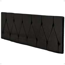 Cabeceira Parede Capitonê Estofado Suede Cama Box Queen 1,60 Quarto Casal Decoração Retrô - Preto - RPM