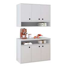 Conjunto Cozinha Completa Armário e Aparador Buffet Suspenso Organizador Nicho 3 Portas Jéssica - Branco - Lojas RPM