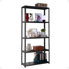 Estante Armário Aço 5 Bandeja Multiuso Expositor Loja Organizador Lavanderia Prateleiras Livros Quarto Sala Cozinha Industrial Preto Fosco -RPM
