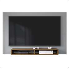 Estante Painel Home Suspenso TV Smart 42 Polegadas Nicho Eletrônico Sala Quarto Pequeno Decoração Retrô Manhattan - Cinza/Jequitibá - RPM