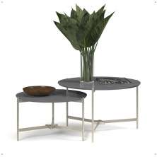 Jogo 2 Mesas Industrial Centro Sala Prisma Mesinhas MDF Redonda Pequena Pés Ferro Resistente Decoração Casa - Cinza - RPM