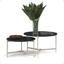 Jogo 2 Mesas Industrial Centro Sala Prisma Mesinhas MDF Redonda Pequena Pés Ferro Resistente Decoração Casa - Preto - RPM