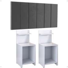 Kit 2 Mesas Cabeceira Fantasy Branco Mesinha Organizadora Prateleira Painel Suspenso Cama Box Queen Size 1,60 Cinza Suede - Lojas RPM