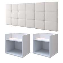 Kit 2 Mesas Suspensa Madri Nicho Aparador Lateral Cabeceira Bia 1,60 Painel Cama Box Queen Size Quarto - Branco