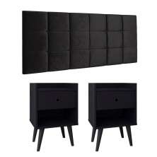 Kit 2 Mesinhas Decore Nicho Porta Objetos Pés Palito Cabeceira Suspensa Bia Cama Box King 1,95 Preto Suede - Lojas RPM