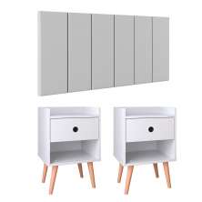 Kit 2 Mesinhas Decore Nicho Porta Objetos Pés Palito Cabeceira Suspensa Júlia Cama Box King 1,95 Branco Corino - Lojas RPM