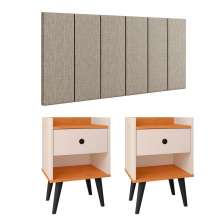Kit 2 Mesinhas Decore Off White/Cinamomo Nicho Porta Objetos Pés Palito Cabeceira Suspensa Júlia Cama Box King 1,95 Bege Linho - Lojas RPM