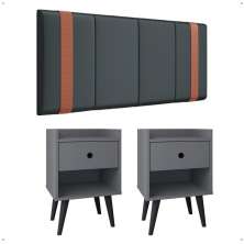 Kit 2 Mesinhas Pequena Decore Nicho Gaveta Organizadora Cabeceira Suspensa Cama Box Casal Detalhe Lateral Cinza Suede - Lojas RPM