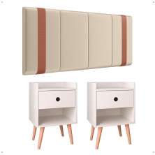 Kit 2 Mesinhas Pequena Decore Nicho Gaveta Organizadora Off White Cabeceira Suspensa Cama Box Casal Detalhe Lateral Bege Suede - Lojas RPM