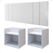 Kit 2 Mesinhas Suspensa Prateleira Nicho Madri Retrô Cabeceira Estofada Módulo Cama Box Casal Luana Queen 1,60 Branco