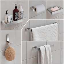 Kit Acessórios Banheiro Completo 6 Peças Inox Lavabo Premium - Cromado - Lojas RPM