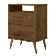 Mesa Cabeceira Lotus 2 Gavetas Nicho Porta Objetos Pés Palito Madeira Decoração Quarto Jequitibá - Lojas RPM
