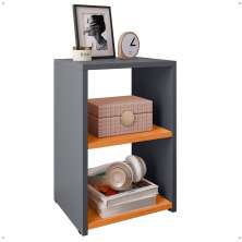 Mesa de Cabeceira Bella Mesinha Estreita Prateleira Lateral Cama Box Criado Retrô Decoração Quarto - Cinza/Cinamomo - RPM