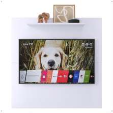 Painel Star Tv 32 Polegadas Prateleira Superior Inferior 90x90 Decoração Multiuso Sala Estar Quarto Recepção Branco - Lojas RPM