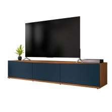 Rack Bancada Eros 1.8m TV 32 40 42 47 50 55 60 Polegadas 2 Portas Gaveta Organizadora Sala Quarto Moderno Cedro/Azul Cobalto - RPM