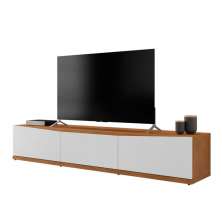 Rack Bancada Eros 1.8m TV 32 40 42 47 50 55 60 Polegadas 2 Portas Gaveta Organizadora Sala Quarto Moderno Cedro/Branco - RPM