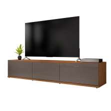 Rack Bancada Eros 1.8m TV 32 40 42 47 50 55 60 Polegadas 2 Portas Gaveta Organizadora Sala Quarto Moderno Cinza Pérola/Noce - RPM