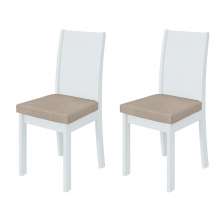 Conjunto com 2 Cadeiras Athenas Veludo Creme e Branco