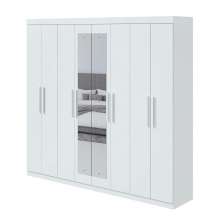 Guarda-Roupa Casal com Espelho Andara 8 Portas 4 Gavetas Branco
