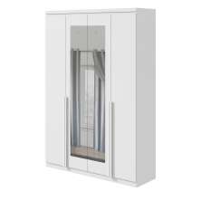 Guarda-Roupa Solteiro com Espelho Alonzo 4 Portas 2 Gavetas Branco