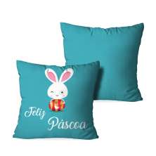 Kit 2 Capas para Almofadas Páscoa Coelhinho Poá Happy