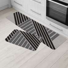 Kit Tapete de Cozinha 2 peças Carbono