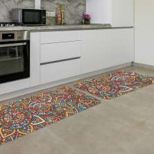 Kit Tapete de Cozinha 2 peças Mandala Multicolor Único