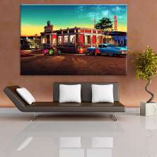 Tela Decorativa em Canvas Lanchonete Vintage