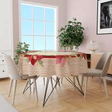 Toalha de Mesa Redonda para 4 Lugares Floral com Geométrico 1.45m
