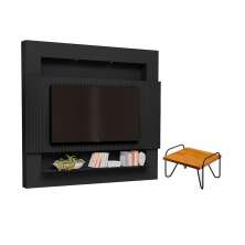 Painel Ripado e Mesa de Centro Olden Preto Naturale