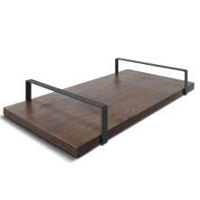 Bandeja Decorativa 25x50cm Borda Infinita Castanho Com Alça Preta