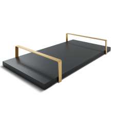 Bandeja Decorativa 25x50cm Borda Infinita Preta Com Alça Cobre