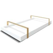 Bandeja Decorativa 25x50cm Branca Com Alça Cobre