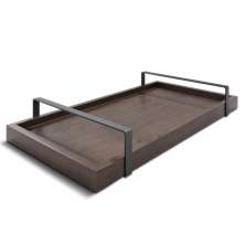 Bandeja Decorativa 25x50cm Castanho com Alça Preta