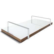 Bandeja Espelhada 25x50cm Borda Infinita Castanho Com Alça Prata