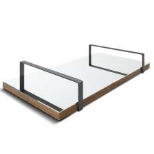 Bandeja Espelhada 25x50cm Borda Infinita Castanho Com Alça Preta