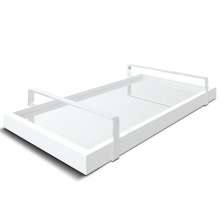 Bandeja Espelhada 25x50cm Branca Com Alça Prata