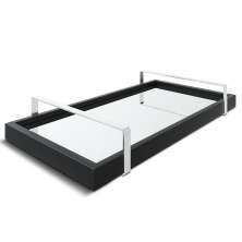Bandeja Espelhada 25x50cm Preta Com Alça Prata