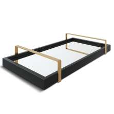 Bandeja Espelhada 25x50cm Preta com Alça Cobre