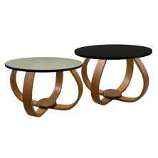 Conjunto Mesa de Centro e Lateral Pés Cebola Composê Espelhada Preto