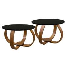 Conjunto Mesa de Centro e Lateral Pés Cebola Preto