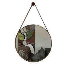 Espelho Adnet Redondo Decorativo Com Alça 60cm Completo Caramelo