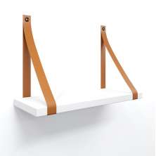 Prateleira em MDF Branco 30x15cm com Alça Caramelo